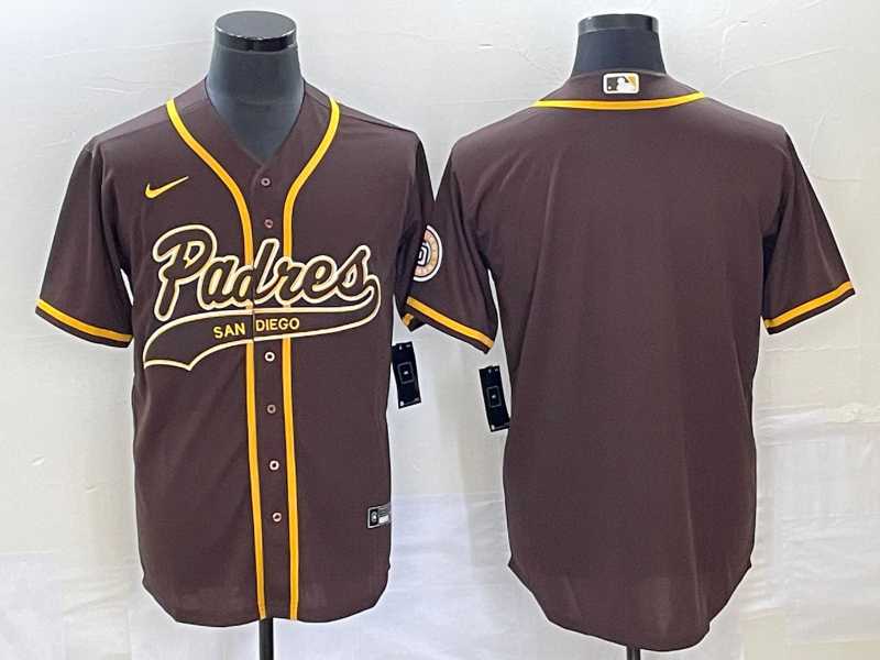Men%27s San Diego Padres Blank Borwn Cool Base With Patch Stitched Baseball Jersey